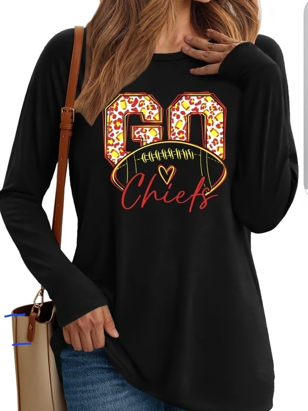 Women's Black Chiefs Graphic Long-Sleeve Top